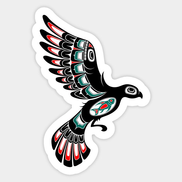 Red and Green Haida Spirit Flying Bird Sticker by jeffbartels